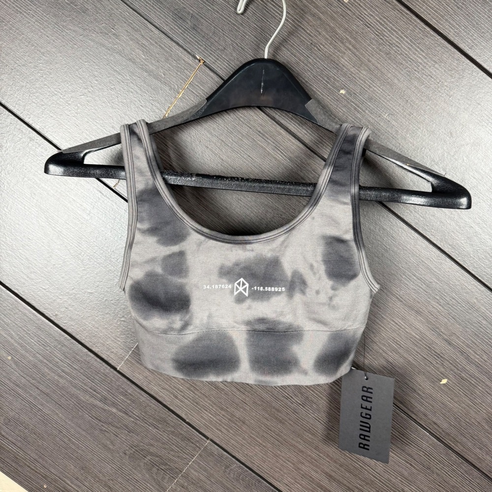 RawGear Women's XS Gray Black Tie Dye Seamless Sports Bra NWT Activewear